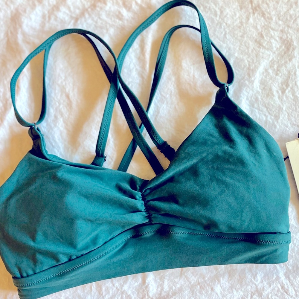 Women’s Small Calia Blue Rutched Front Cross Top